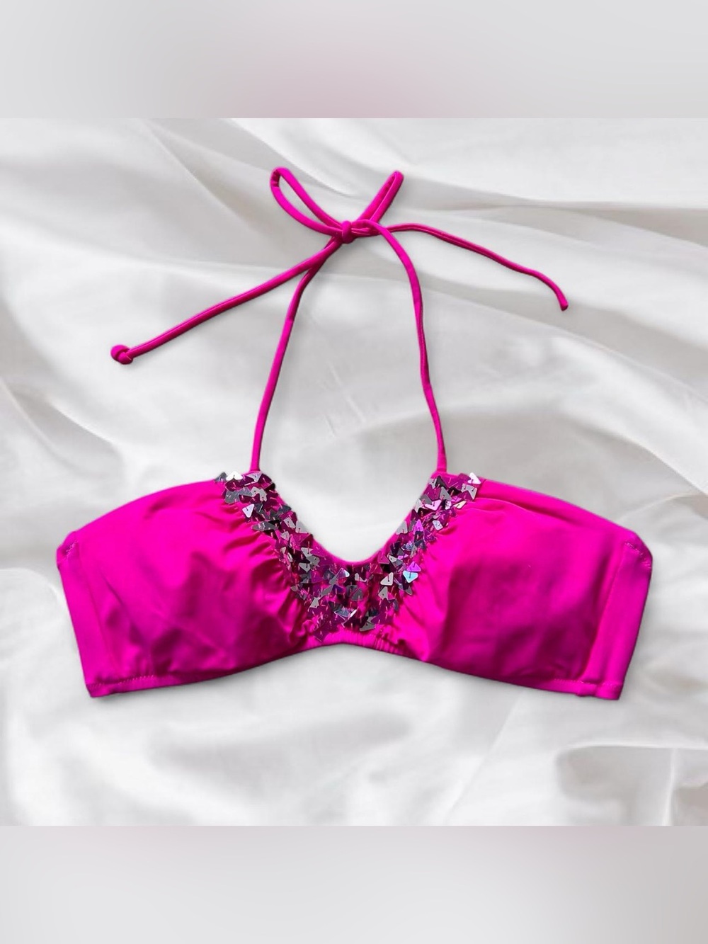 Hot Pink Sequined Bikini Top